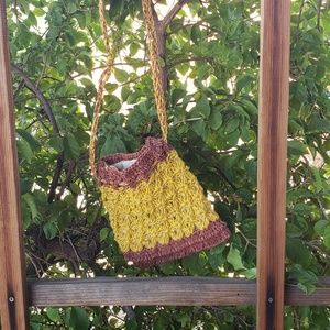 NWT handmade Mexican yellow and red crochet purse
